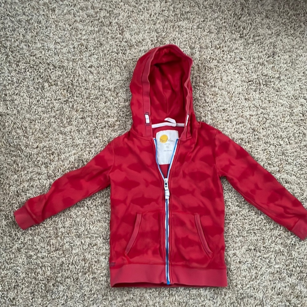Boden red sweatshirt with shark design